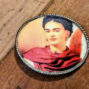 Frida portrait belt buckle made in spain.